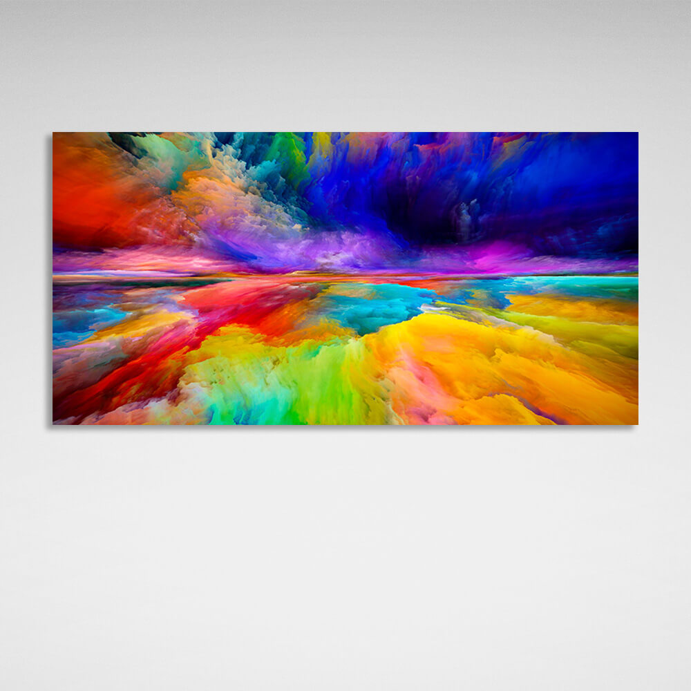 Yellow blue and red Abstraction Canvas Wall Art Print