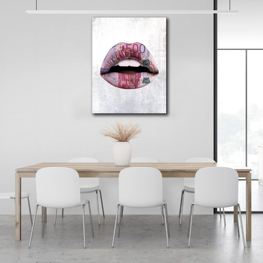 Lips are white euros Canvas Wall Art Print