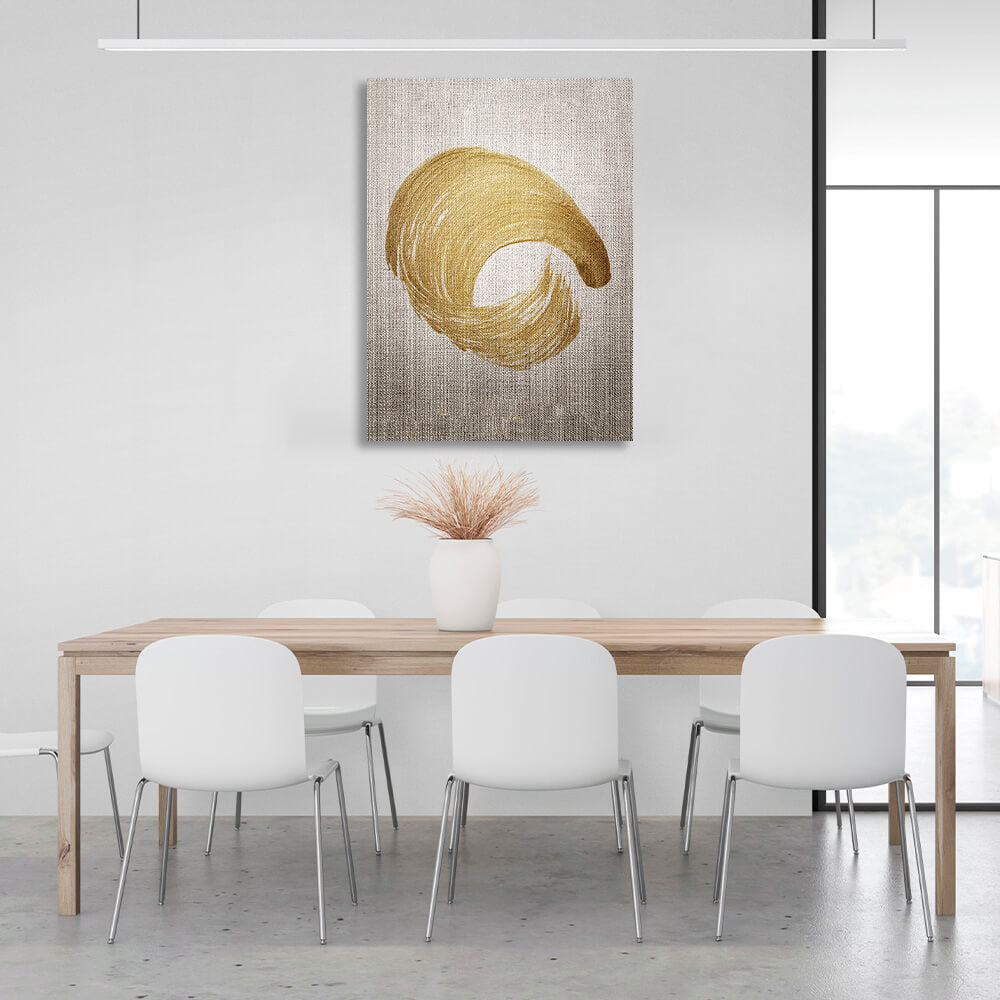 A golden stroke on a gray background Canvas Wall Art Print