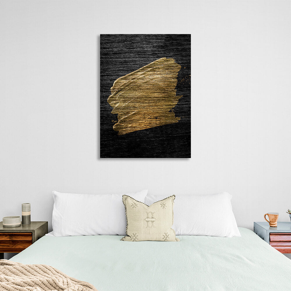 Gold paint on a gray-black background Canvas Wall Art Print