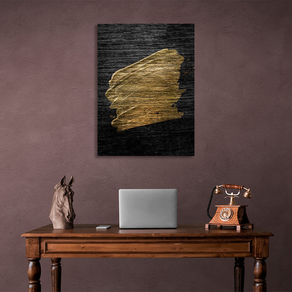 Gold paint on a gray-black background Canvas Wall Art Print