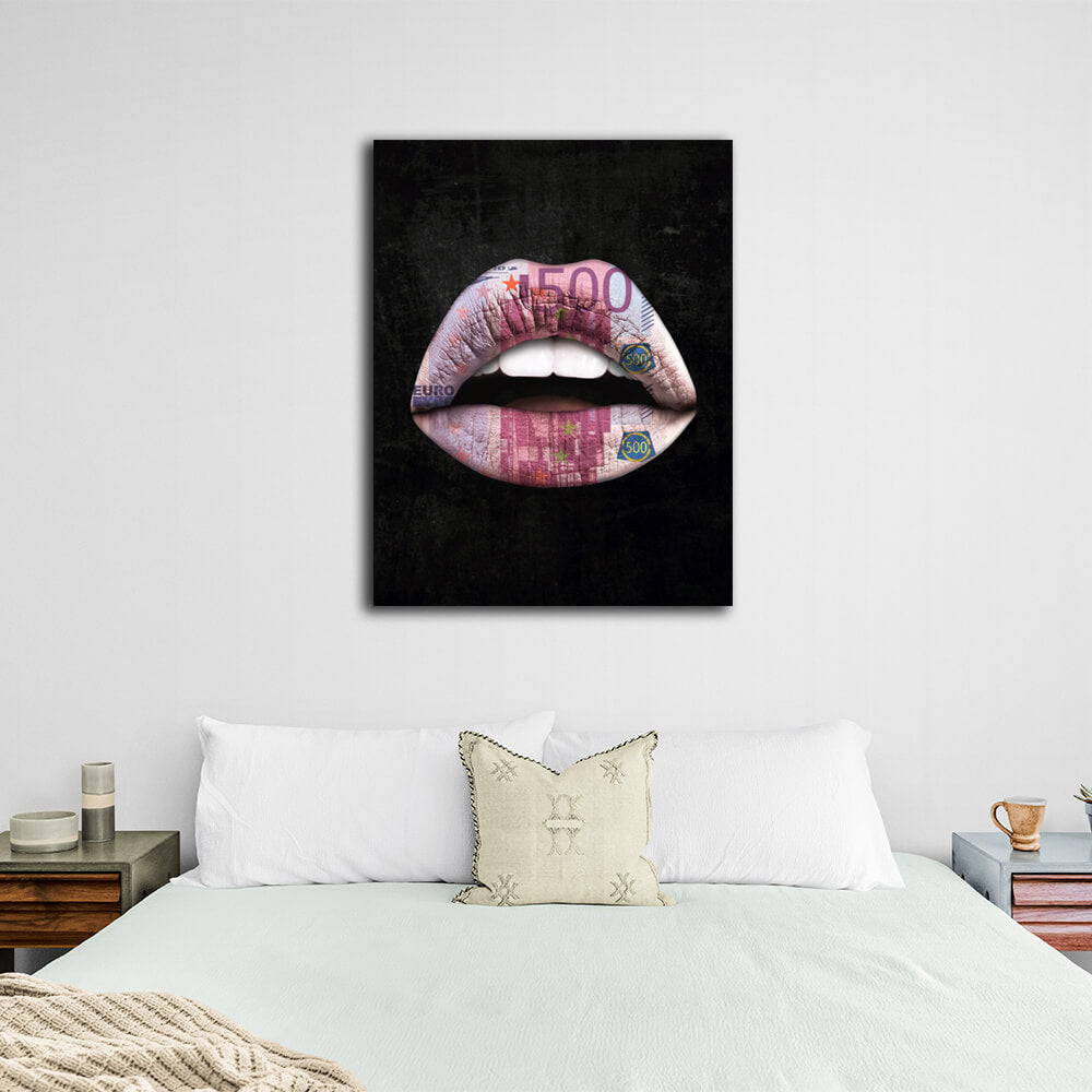 Lippen sind schwarz Euro Leinwand Wand Kunstdruck