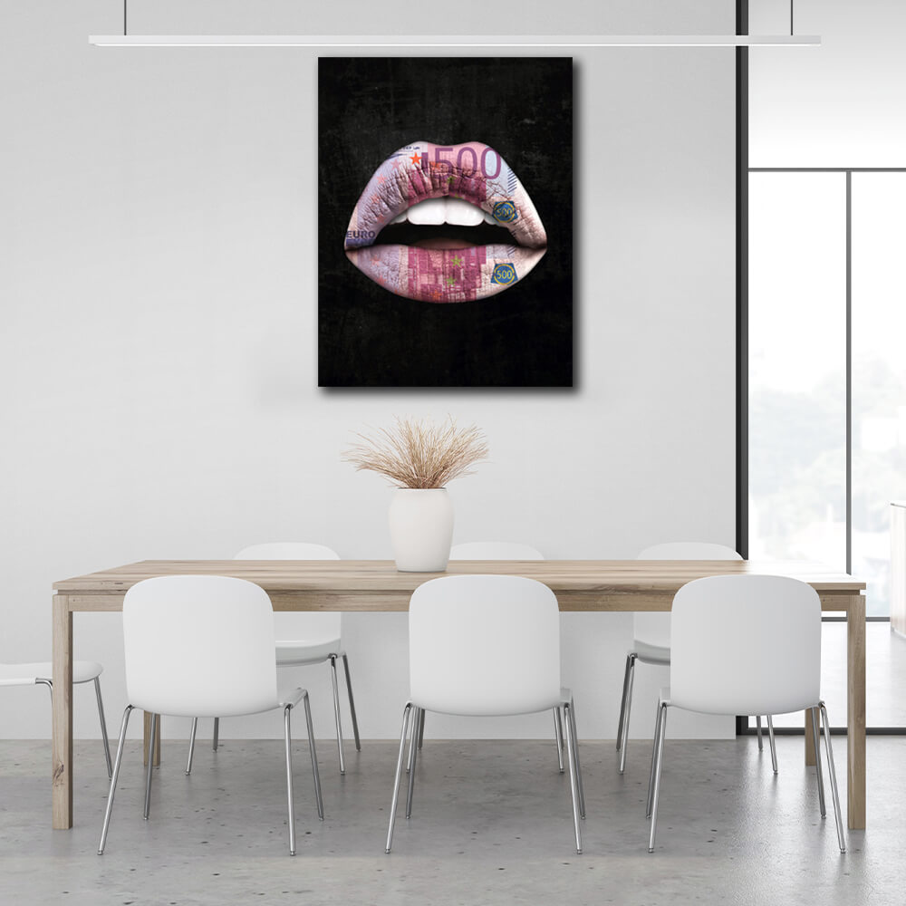 Lippen sind schwarz Euro Leinwand Wand Kunstdruck