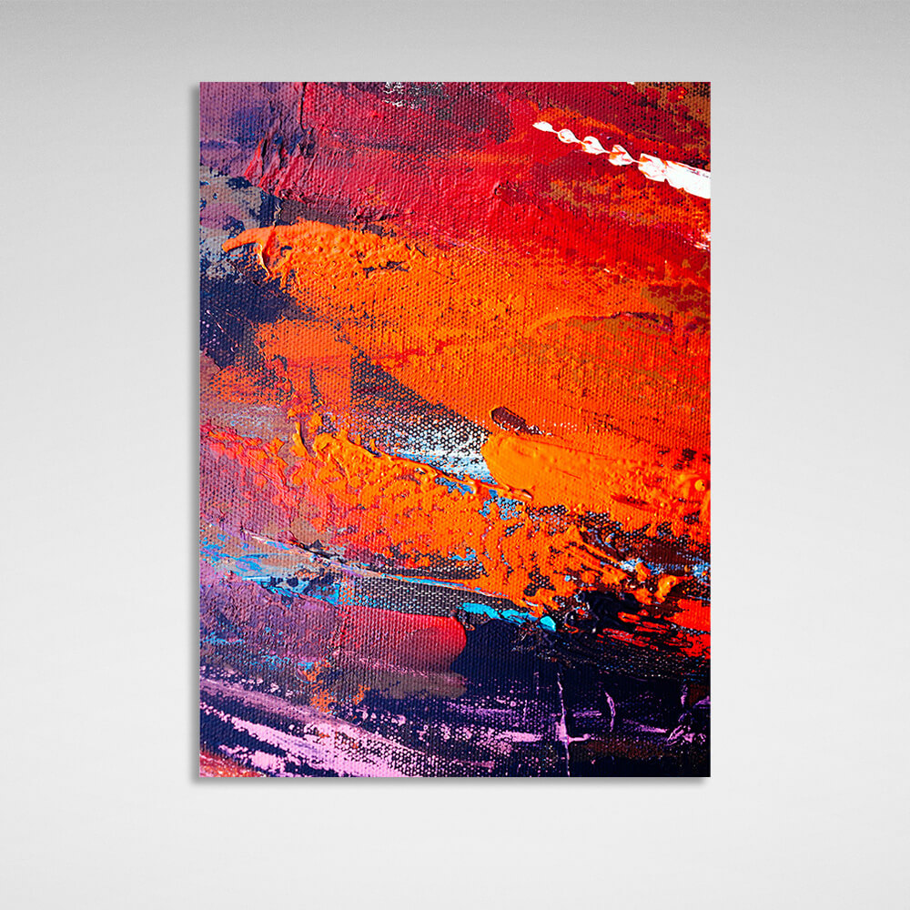 Vertical abstract in red-orange-purple colors Abstraction Canvas Wall Art Print