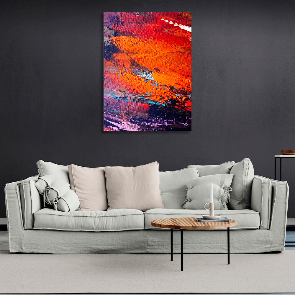 Vertical abstract in red-orange-purple colors Abstraction Canvas Wall Art Print