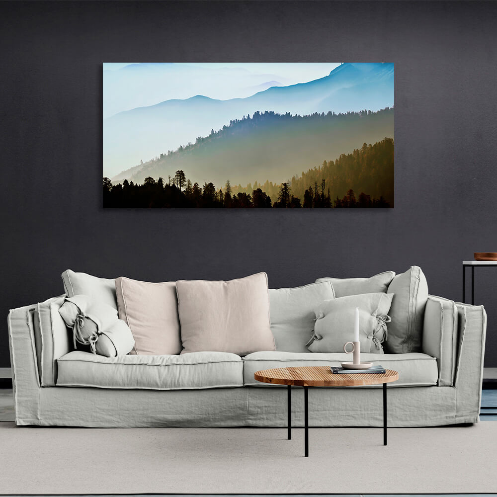 Leinwandbild „Landschaft, Wald und Berge“