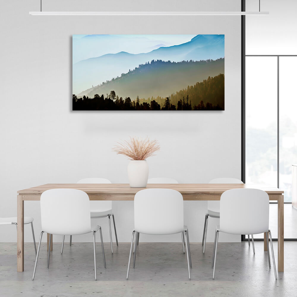 Leinwandbild „Landschaft, Wald und Berge“