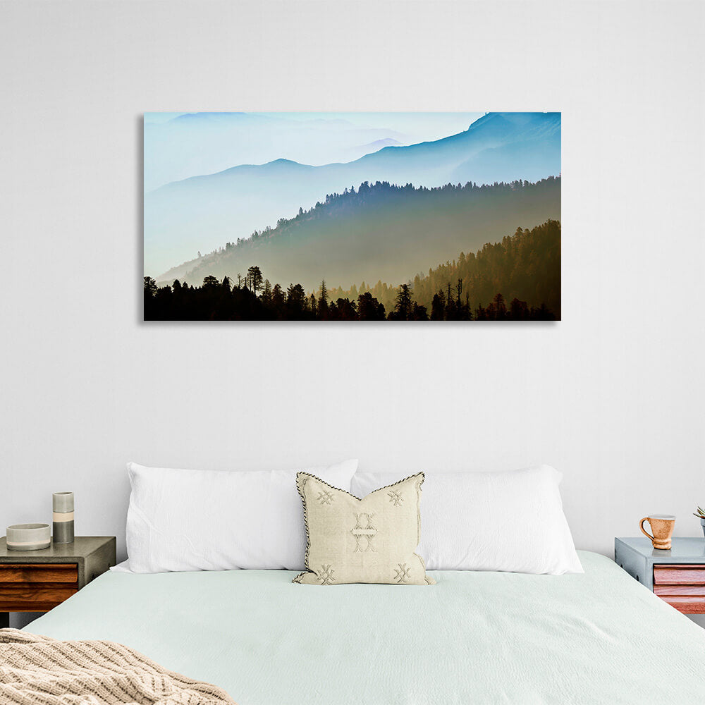 Landscape forest and mountains Canvas Wall Art Print