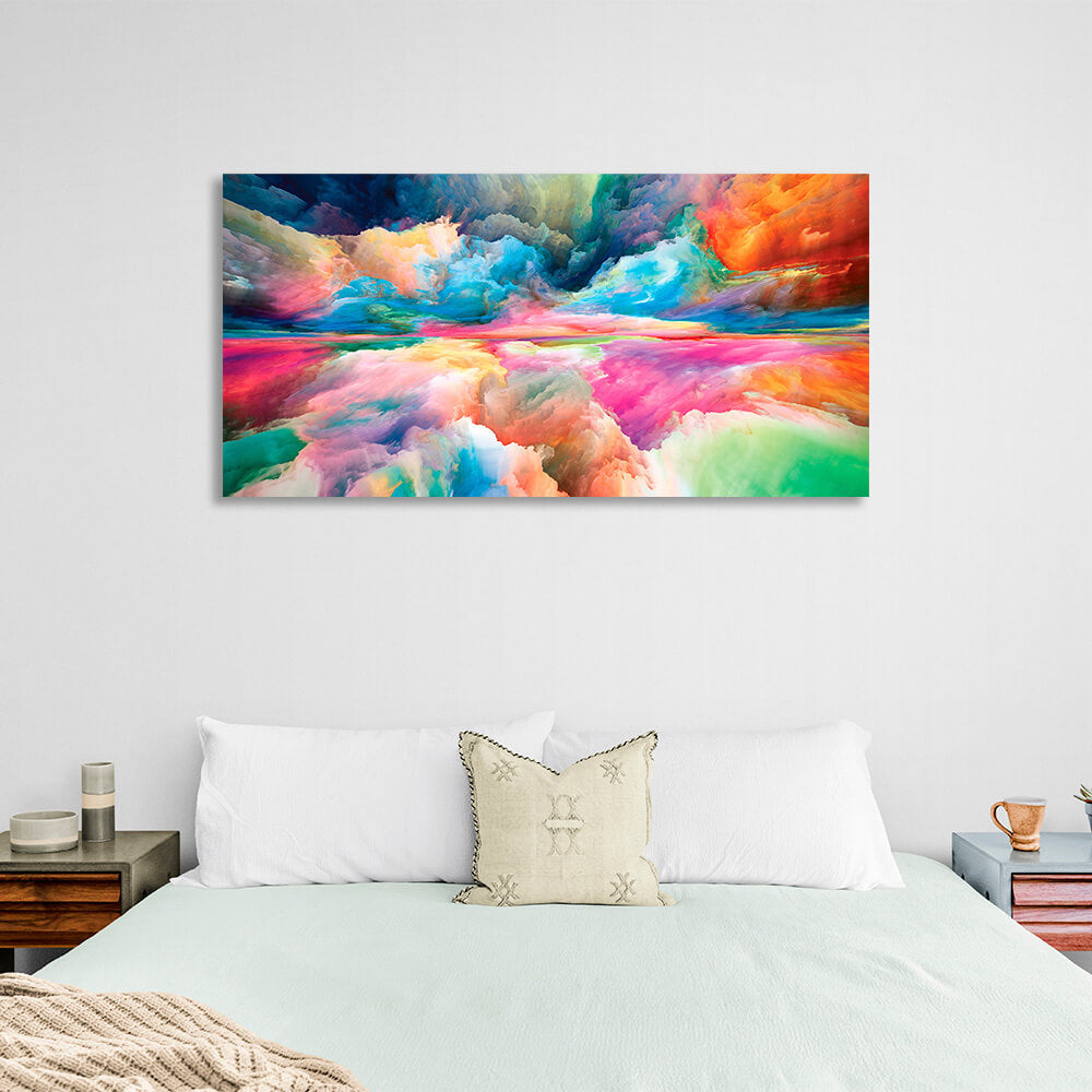 Rainbow abstract in blue red and green colors Abstraction Canvas Wall Art Print