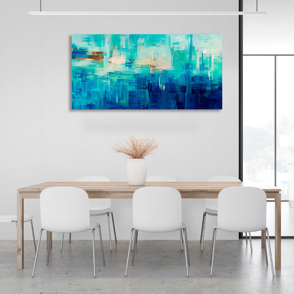 Abstraction in blue and blue colors Abstraction Canvas Wall Art Print