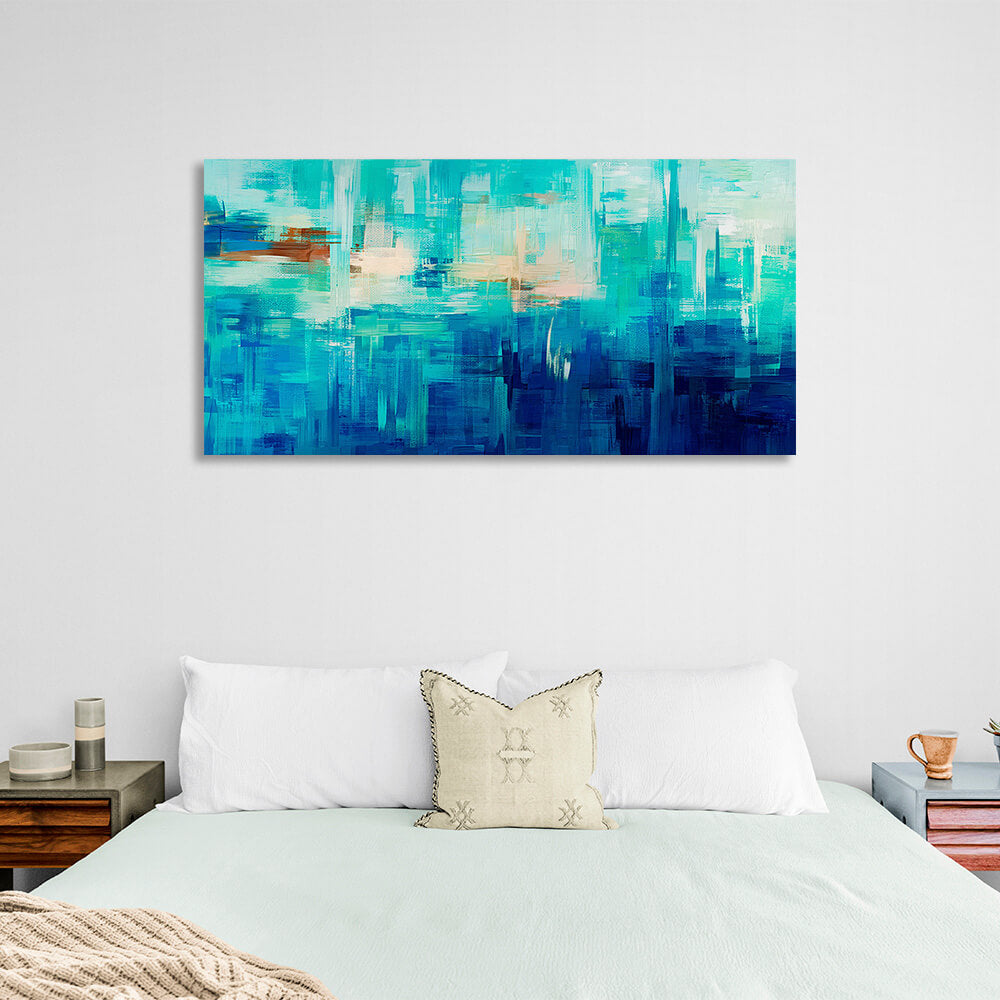 Abstraction in blue and blue colors Abstraction Canvas Wall Art Print