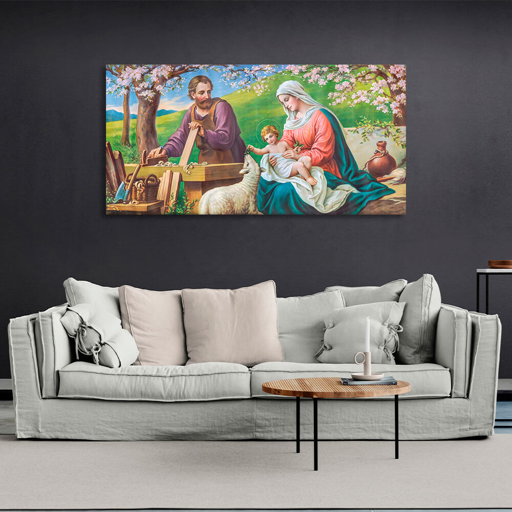 An icon depicting the holy family Reproduction Canvas Wall Art Print