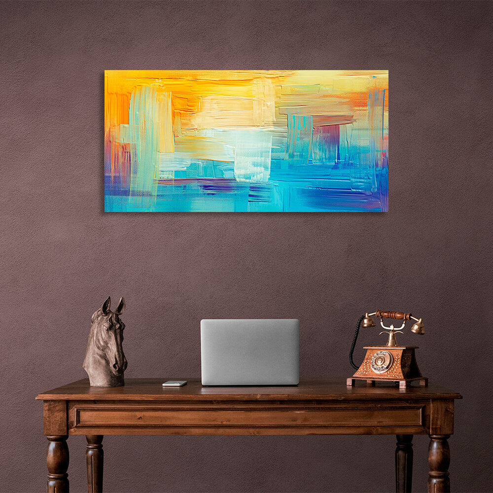 Abstraction Blue and yellow Abstraction Canvas Wall Art Print