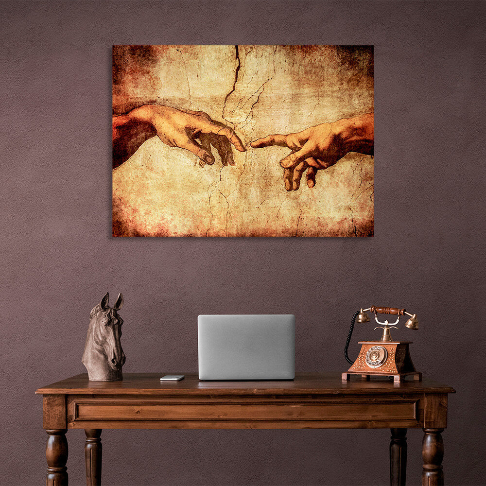 The mural of the creation of Adam Canvas Wall Art Print