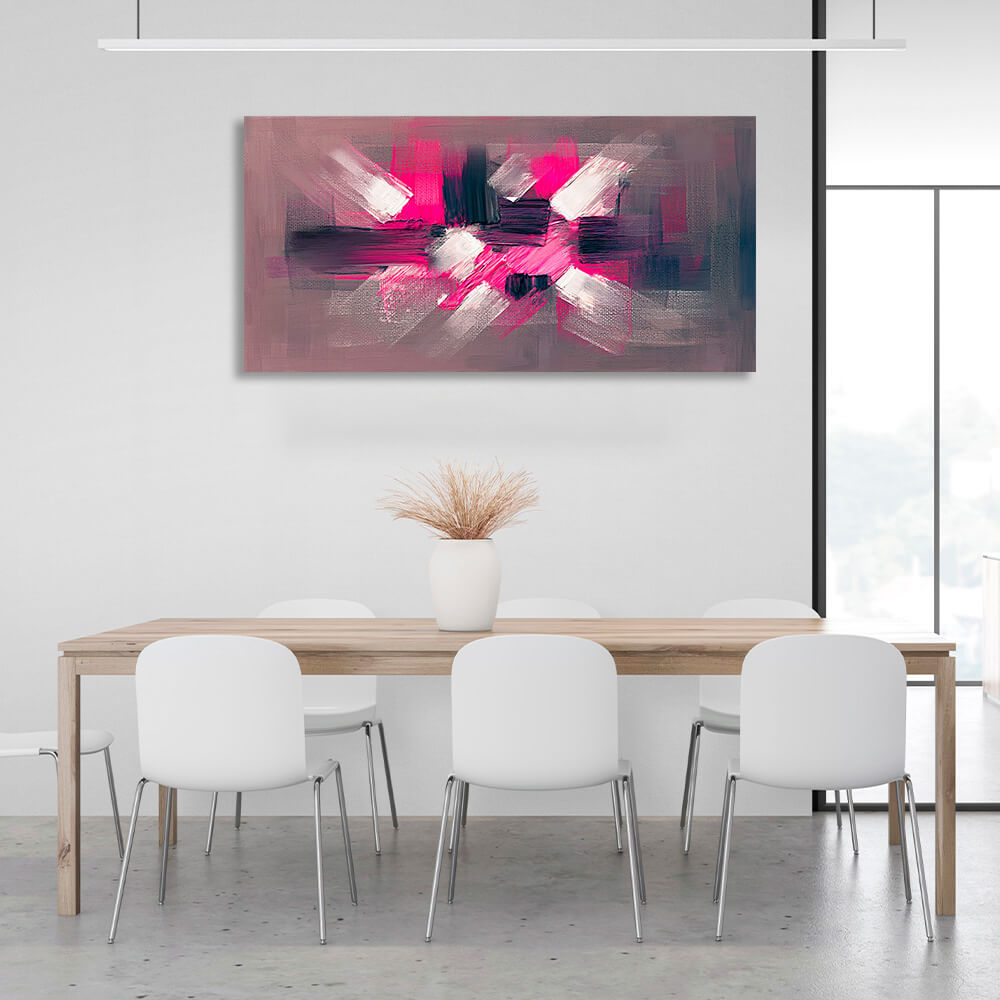 Dark abstract reduced to center white and bright pink colors Abstraction Canvas Wall Art Print