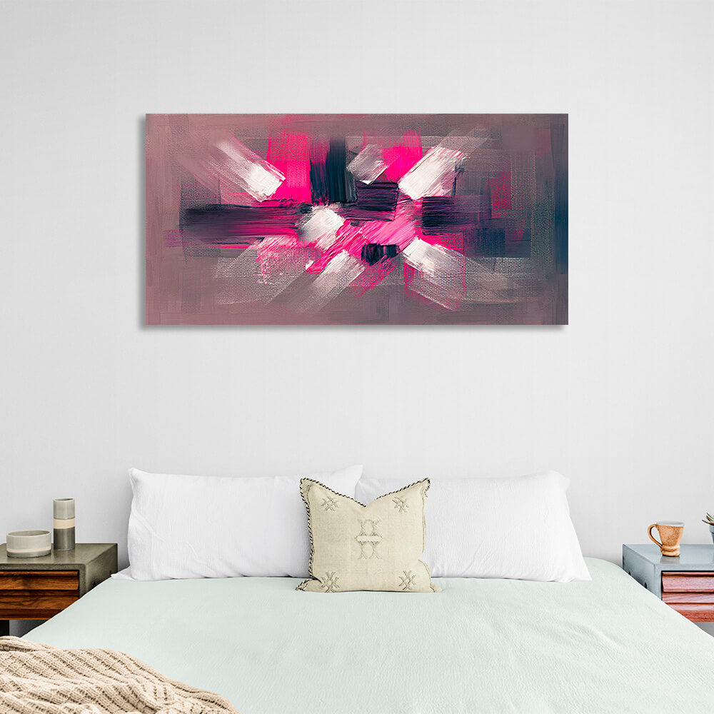 Dark abstract reduced to center white and bright pink colors Abstraction Canvas Wall Art Print