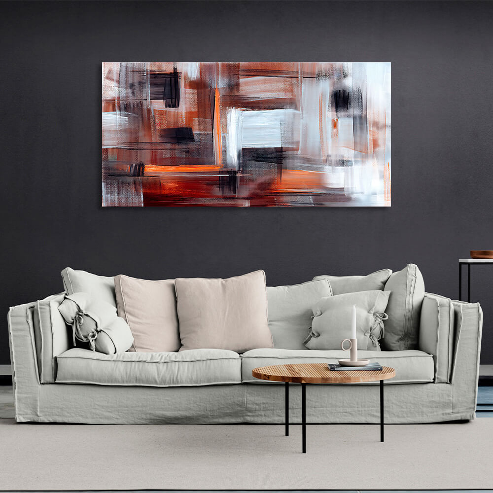 White orange brown and black Abstraction Canvas Wall Art Print