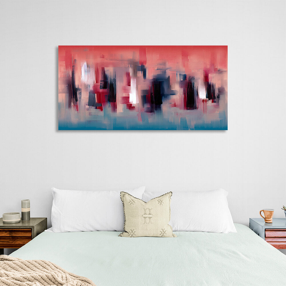 Red and blue abstract with dark details Abstraction Canvas Wall Art Print