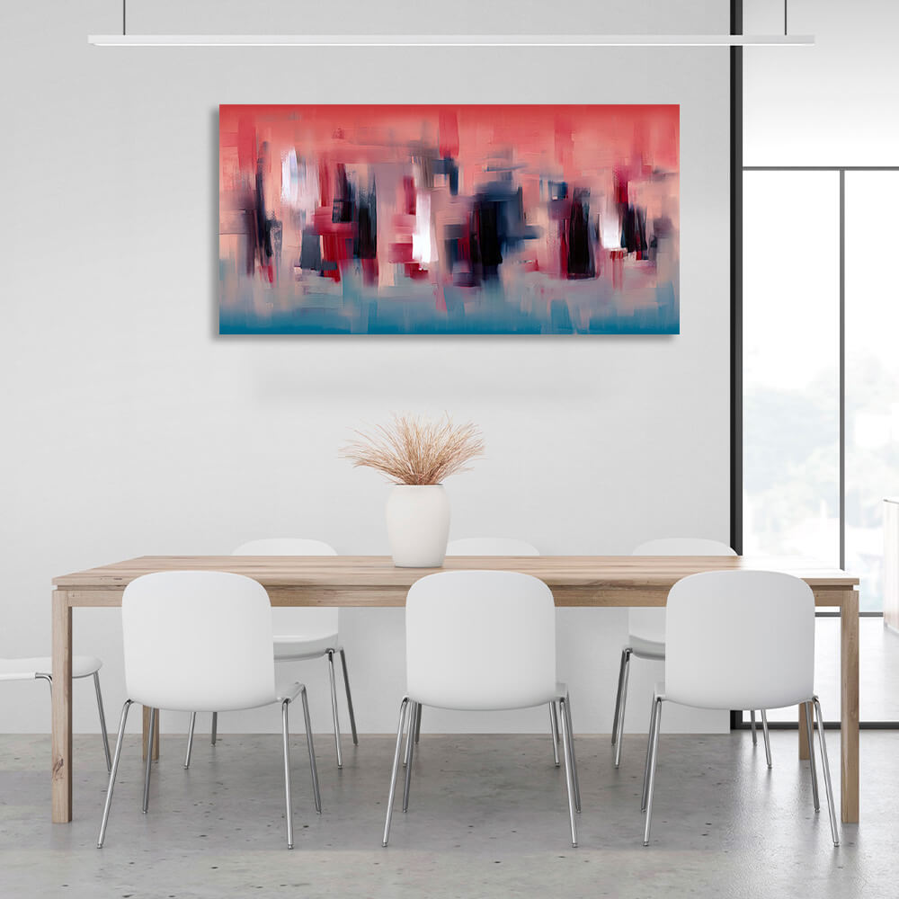 Red and blue abstract with dark details Abstraction Canvas Wall Art Print