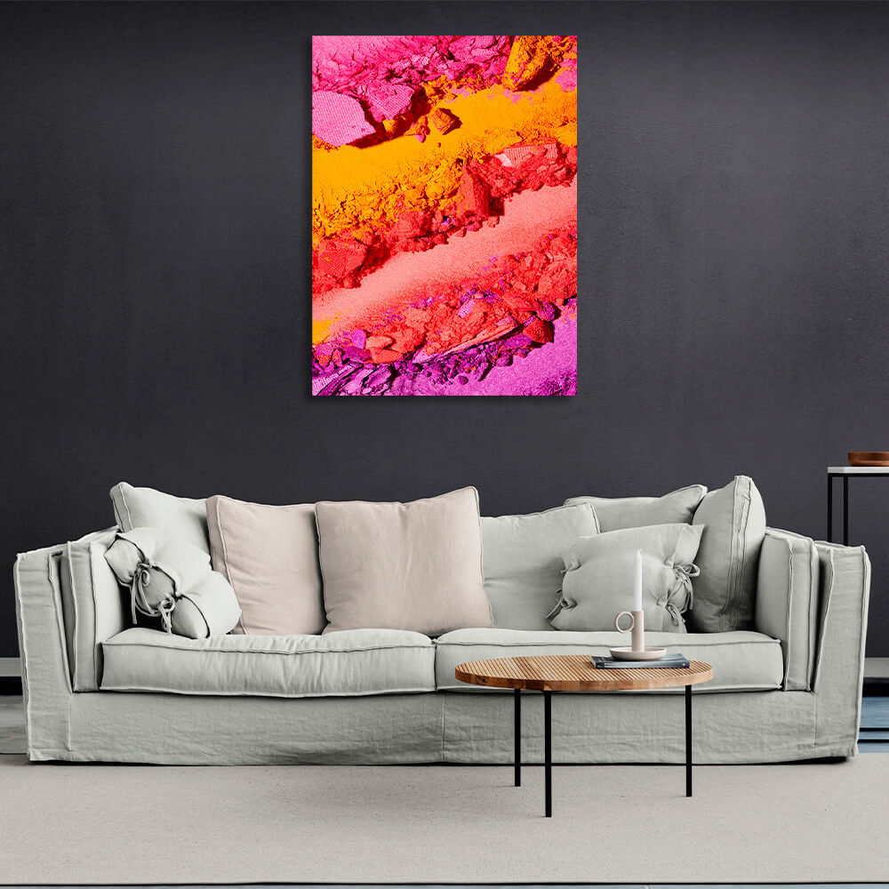 Kunstdruck auf Leinwand, Rosa, Gelb, Gelb, Rot, Rot, Lila, Lidschatten