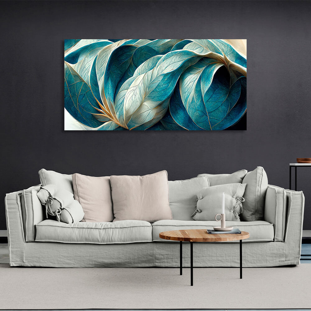 Beige and turquoise Abstraction Canvas Wall Art Print