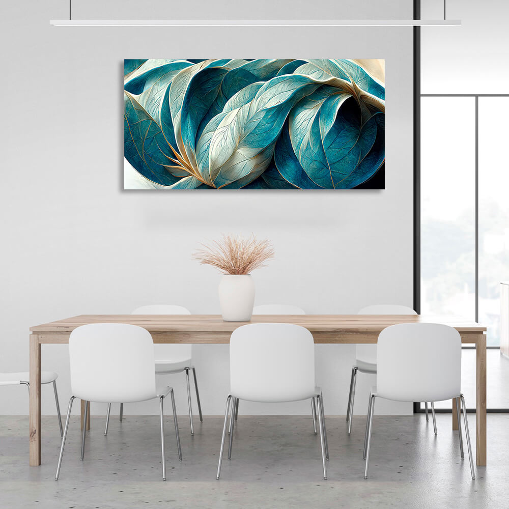 Beige and turquoise Abstraction Canvas Wall Art Print