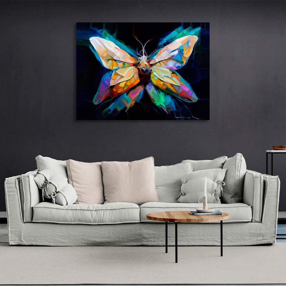 Multicolored butterfly Abstraction Canvas Wall Art Print