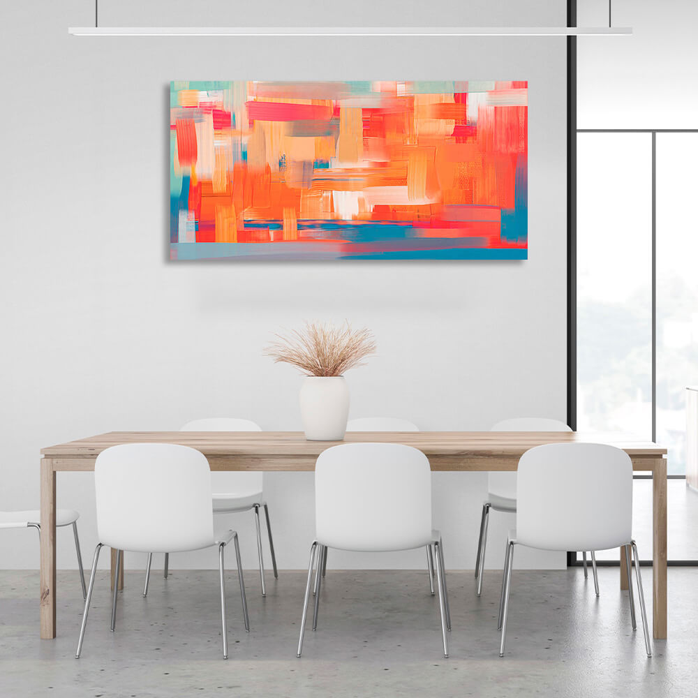 a bright orange color with blue hues Abstraction Canvas Wall Art Print