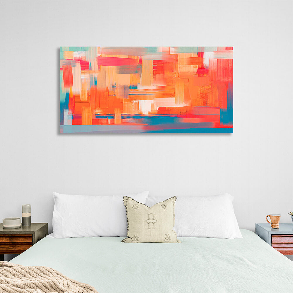 eine leuchtend orange Farbe mit blauen Farbtönen Abstraktion Leinwand Wand Kunstdruck