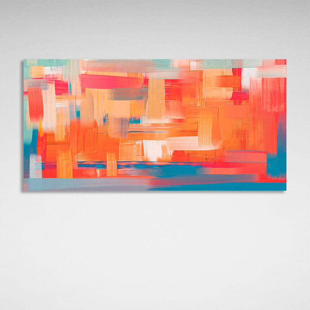 eine leuchtend orange Farbe mit blauen Farbtönen Abstraktion Leinwand Wand Kunstdruck