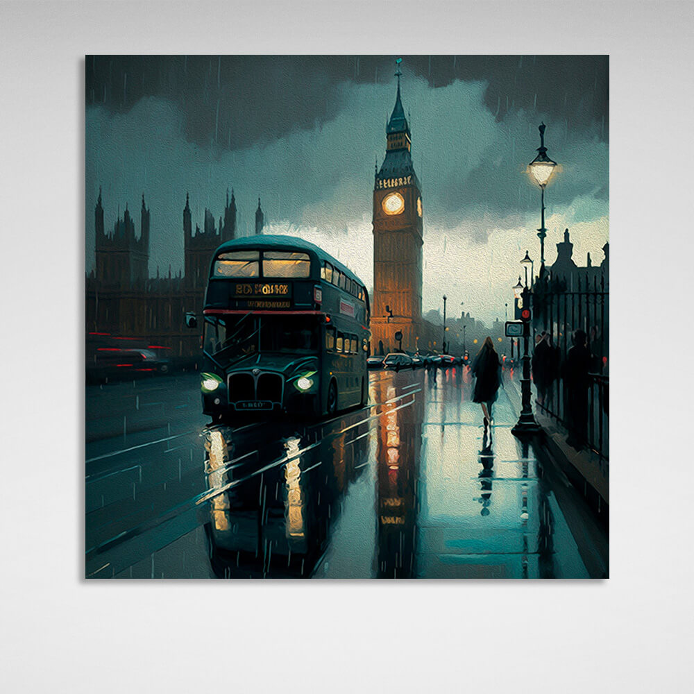 Leinwandbild „Regenreicher Abend in London“