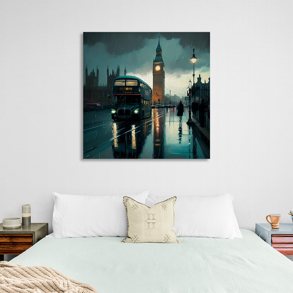 Leinwandbild „Regenreicher Abend in London“