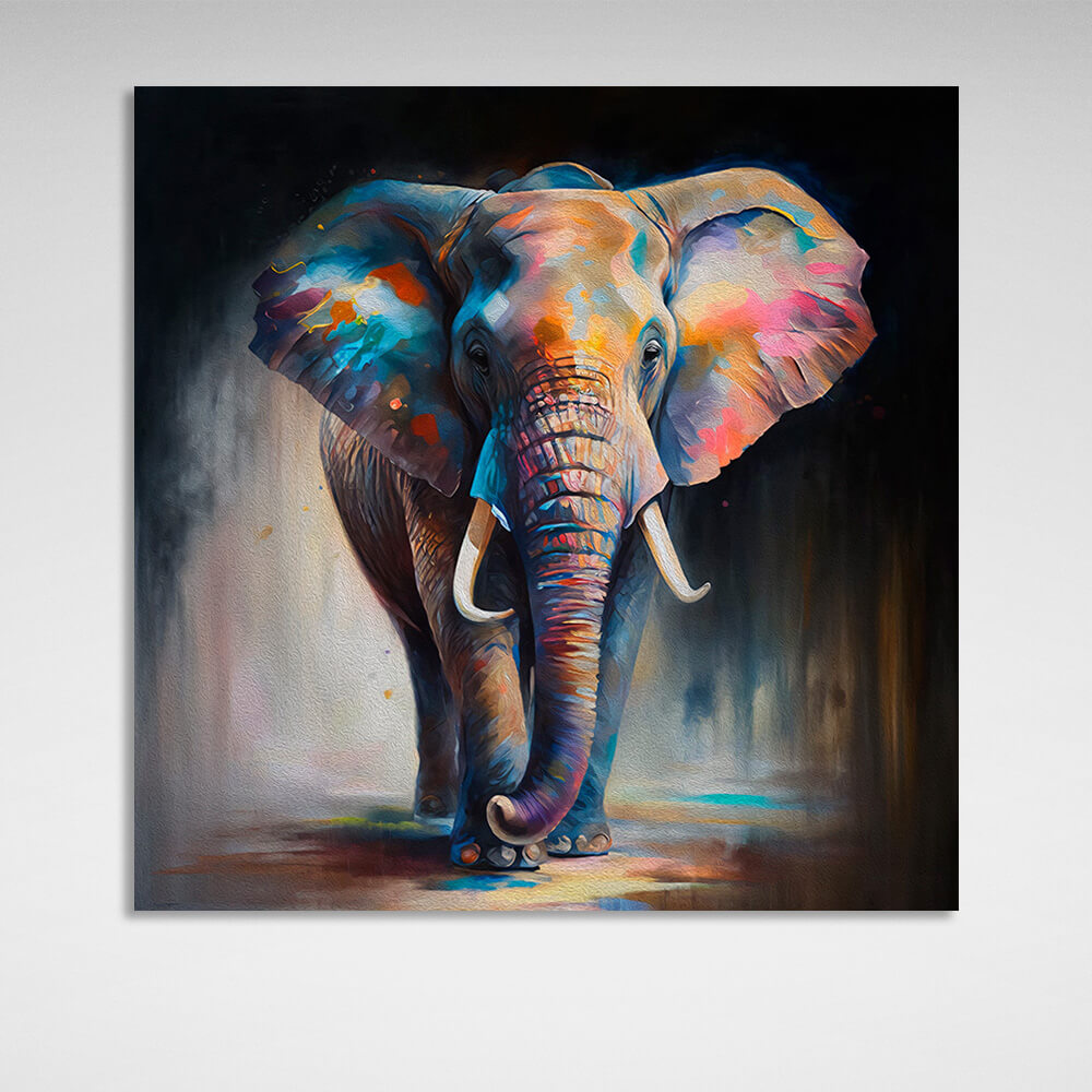 Elephant in bright colors Canvas Wall Art Print