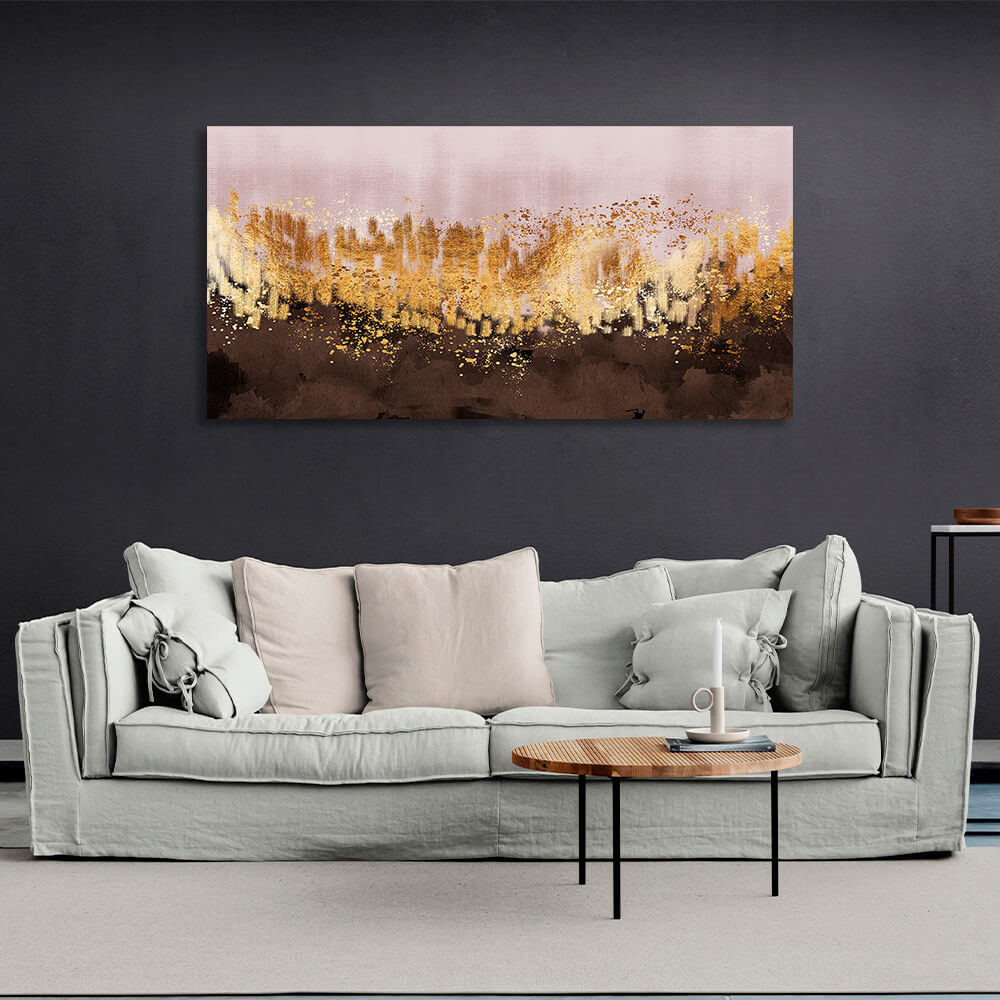 In rose gold and brown colors Abstraction Canvas Wall Art Print