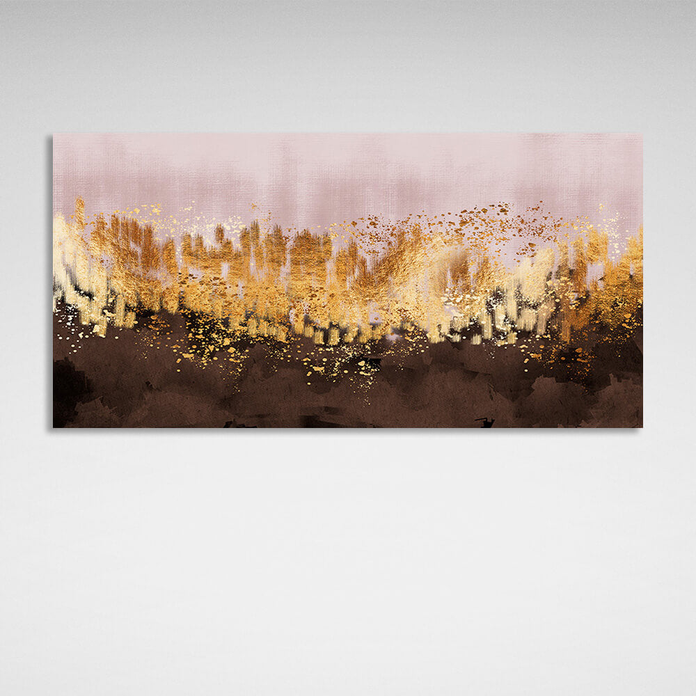 In rose gold and brown colors Abstraction Canvas Wall Art Print