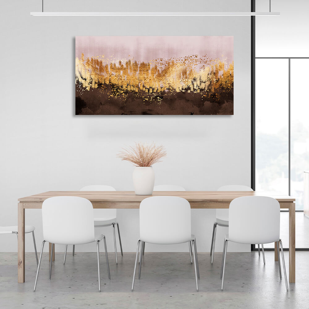 In Roségold und Brauntönen Abstraktion Leinwand Wand Kunstdruck