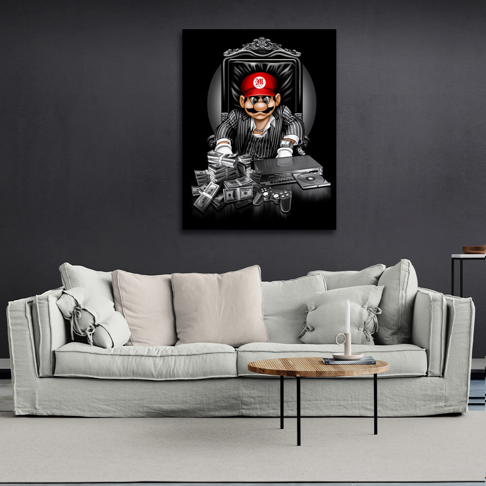 Motivierender Leinwand-Kunstdruck „Mario Mafia“