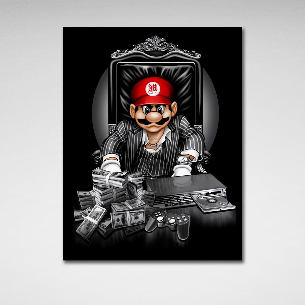 Motivierender Leinwand-Kunstdruck „Mario Mafia“