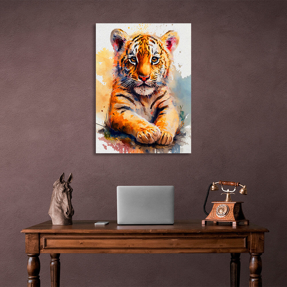 Little tiger cub Canvas Wall Art Print