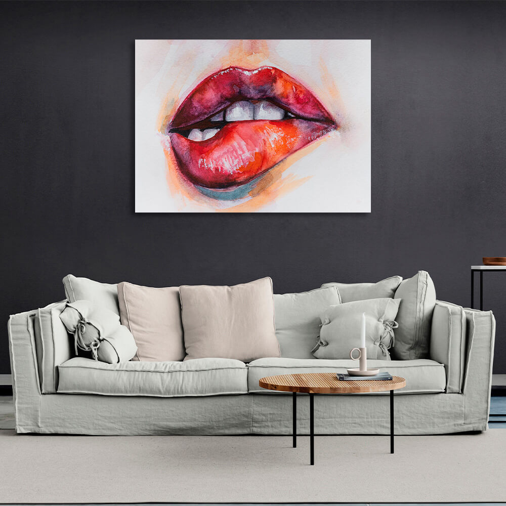 Red lips Canvas Wall Art Print