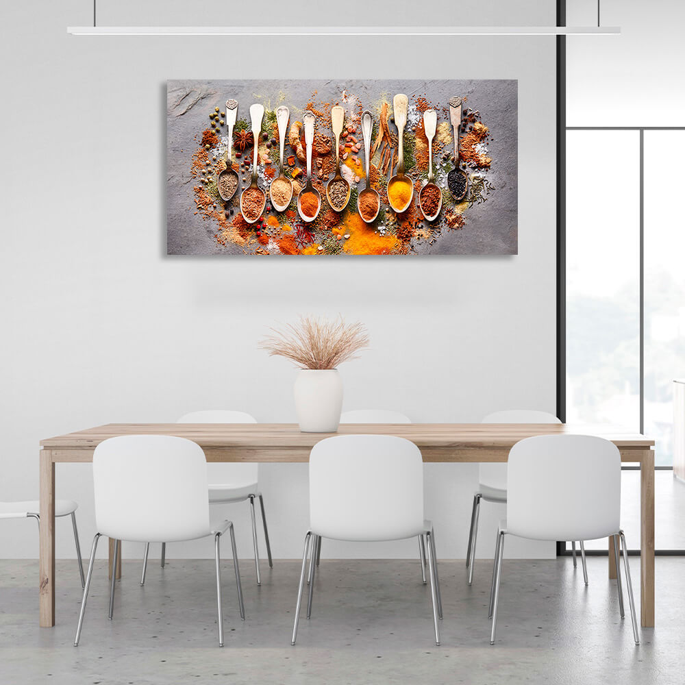 Spice Spoons Canvas Wall Art Print For Kitchen