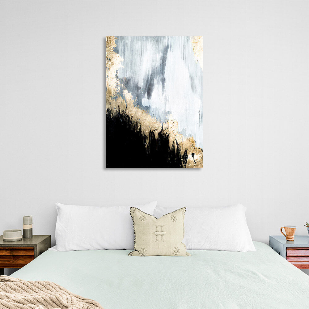 In silver gold and black Abstraction Canvas Wall Art Print