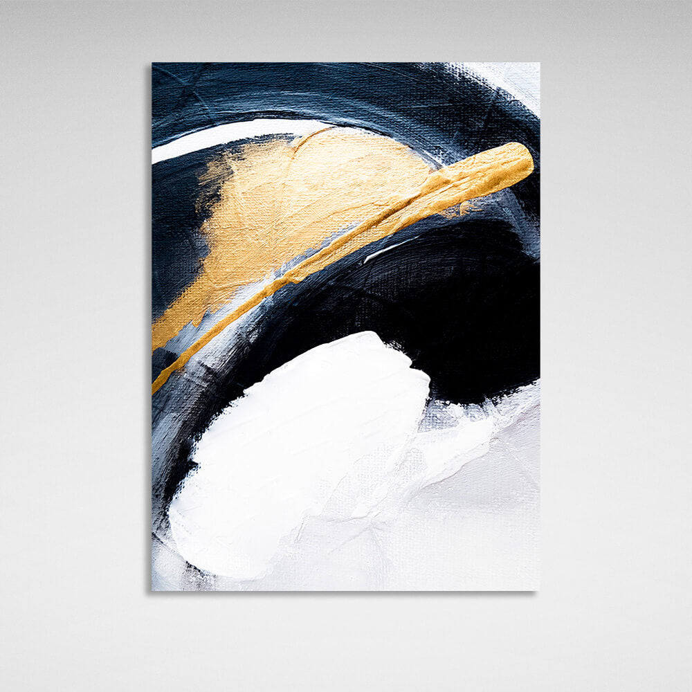 In white blue gold color Abstraction Canvas Wall Art Print