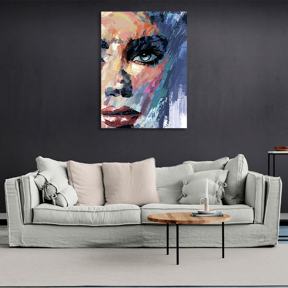 The face of a woman painted with paints Canvas Wall Art Print