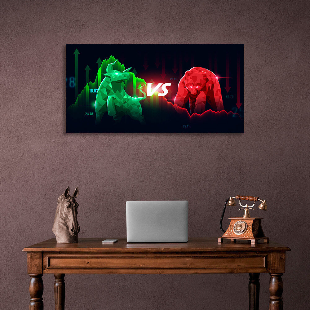 Bull and bear Canvas Wall Art Print