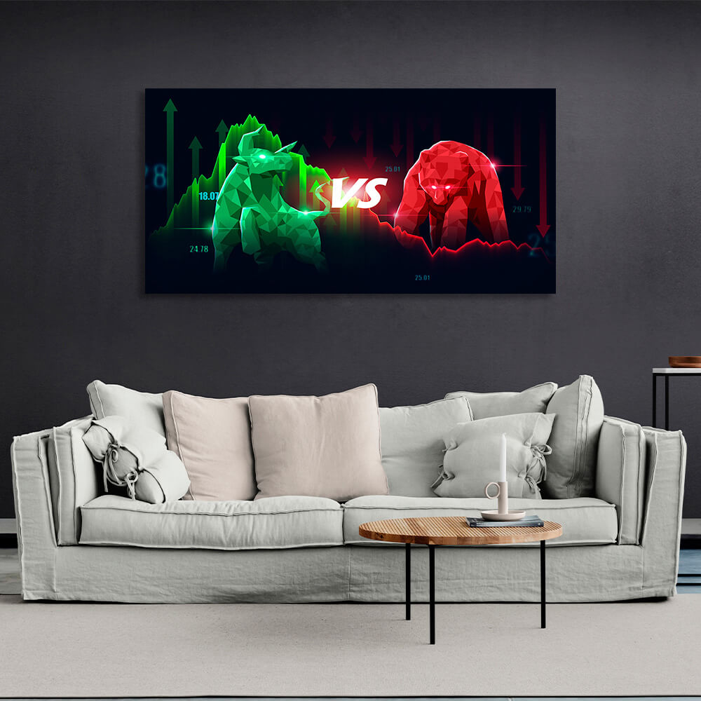 Bull and bear Canvas Wall Art Print