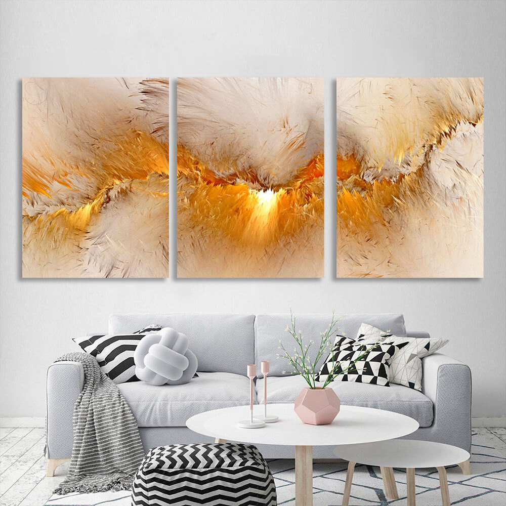 Modular beige and gold Multi Panel Canvas Wall Art Print