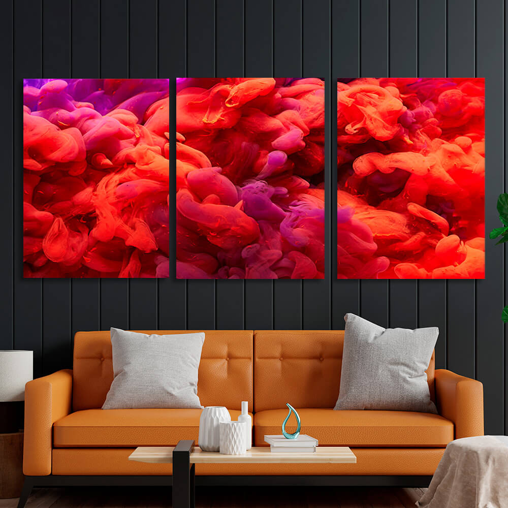 Modular red abstract Multi Panel Canvas Wall Art Print