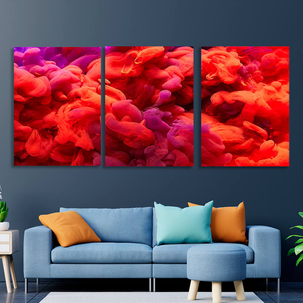 Modular red abstract Multi Panel Canvas Wall Art Print