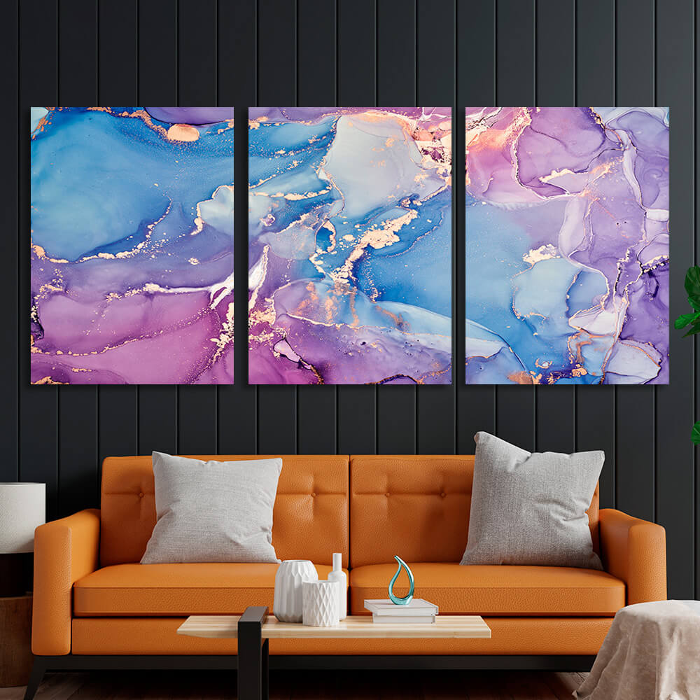 Modular lilac-blue abstract Multi Panel Canvas Wall Art Print